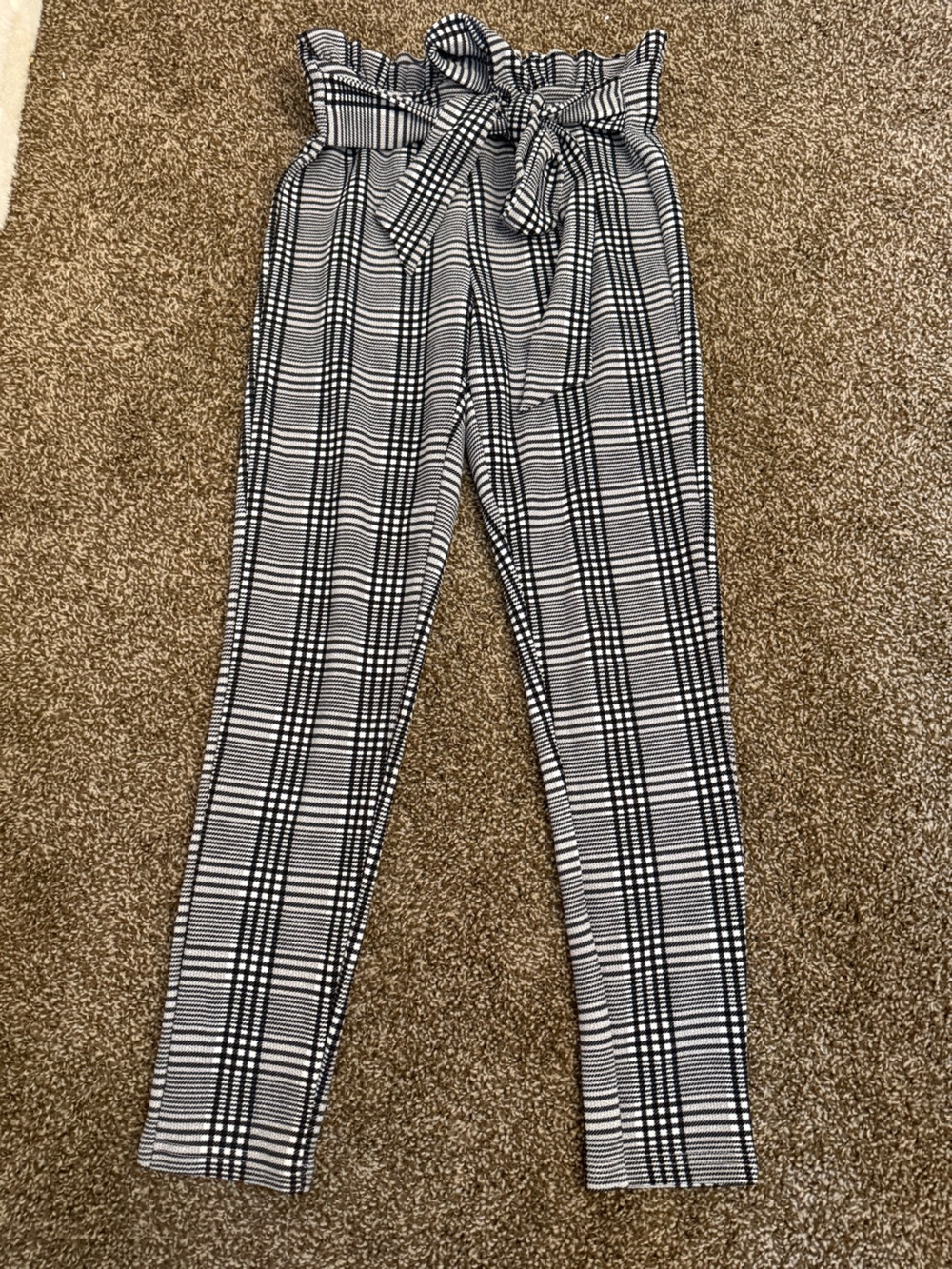 SHEIN Black & White Plaid Kids Leggings